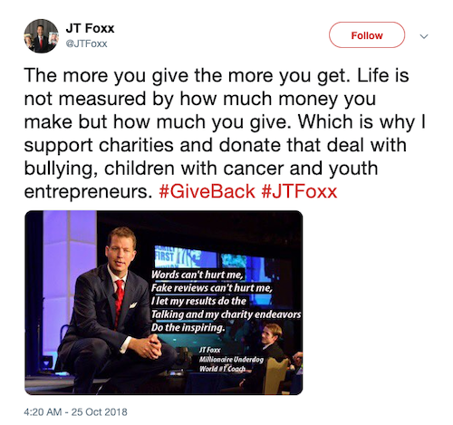 JT foxx Organization charity support